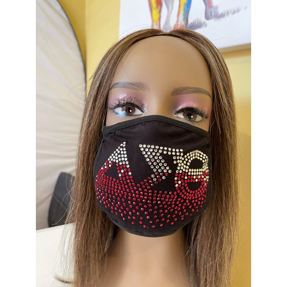 Delta Sigma Theta Red Roots Rhinestone Bling Face - Picture 5 of 11